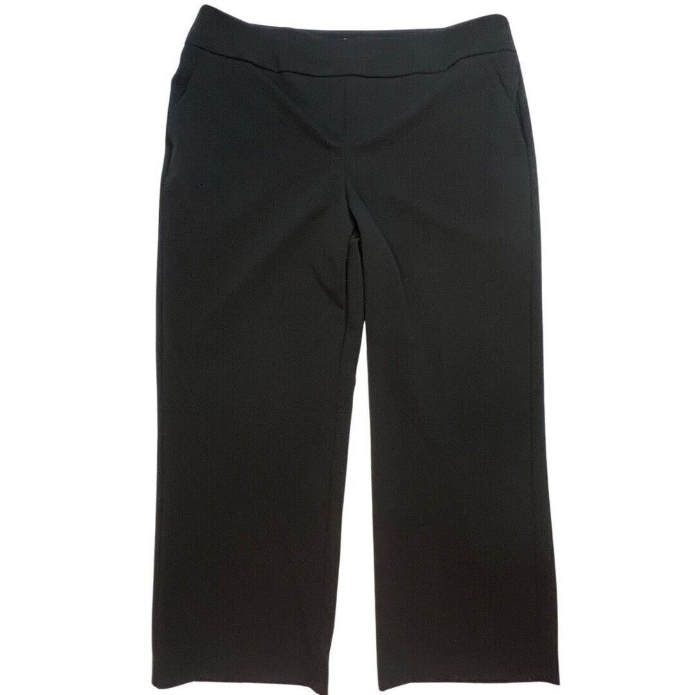 Addition Elle Dress Pant Women 1X Petite Black Stretch Waist Professional Slacks